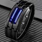 FANMIS Creative Mens Binary Matrix Blue LED Digital Watch Fashion Classic Black Plated Waterproof LED Backlight Bracelet Watches