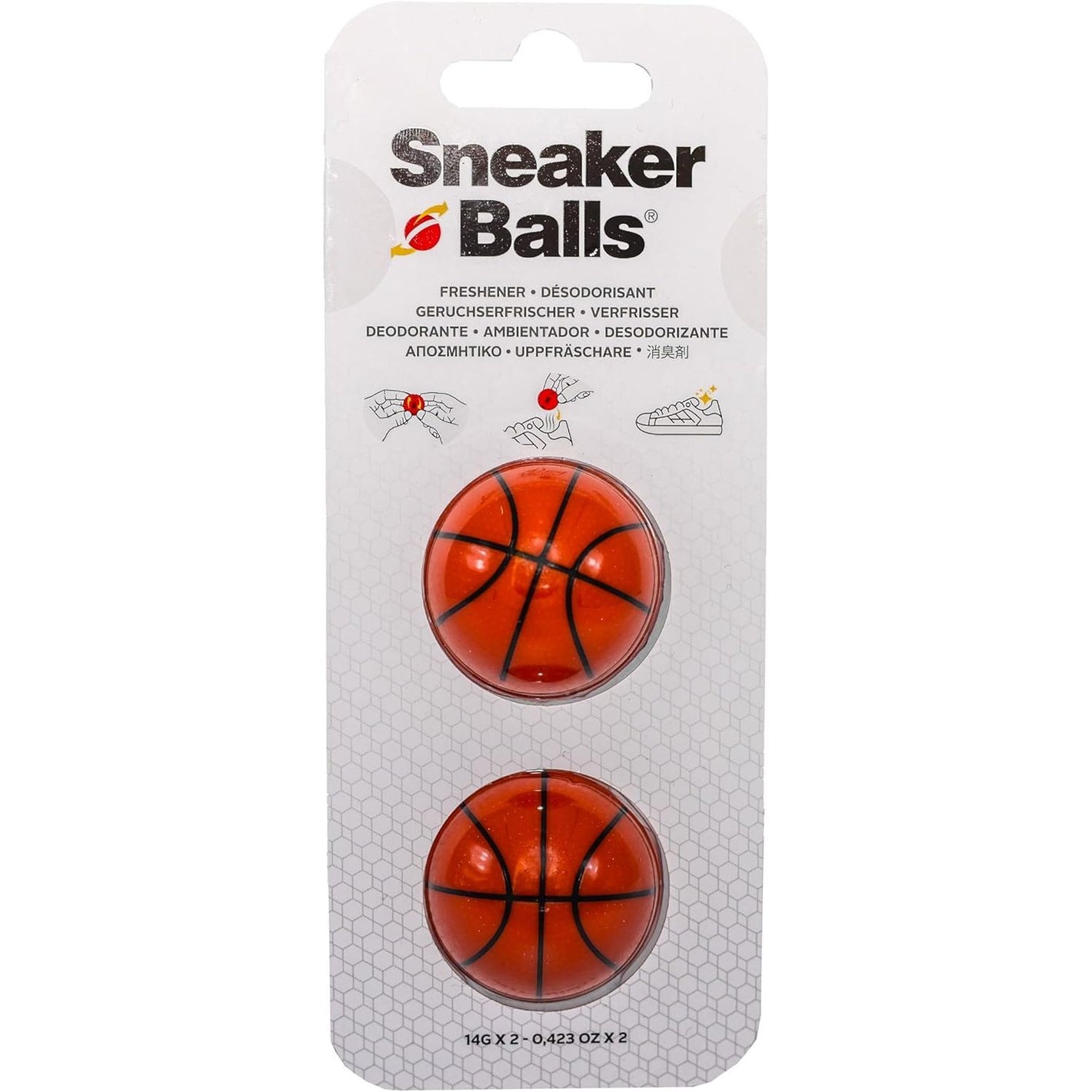 Sneaker Balls Odor-Fighting Shoe Fresheners, Eliminates Unpleasant Smells, Perfect For Sneakers, Gym Bags, Gear Bags, Drawers, Lockers, And More!, Basketball, 2 Pack