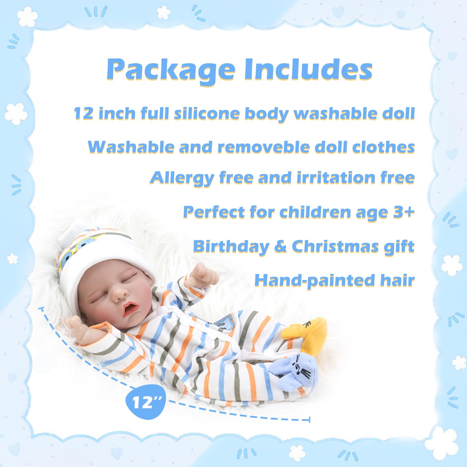 Buy now Lifelike Reborn Baby Dolls - 12 Inch Full Body Vinyl Realistic Baby Doll Sleeping Newborn Real Life Small Baby Doll for 3 + Year Old Kids at indiglob india
