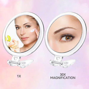 30X Magnifying Mirror, 30X/1X Two Sided Hand Mirror,Travel Mirror for Precise Makeup Applications,Tweezing, and Blackhead/Blemish Removal，6 Inch