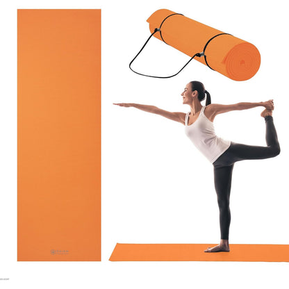 Gaiam Essentials Thick 2/5" (10mm) and Thin 1/4" (6mm) Yoga & Pilates, Fitness & Exercise Mat with Easy-Cinch Carrier Strap