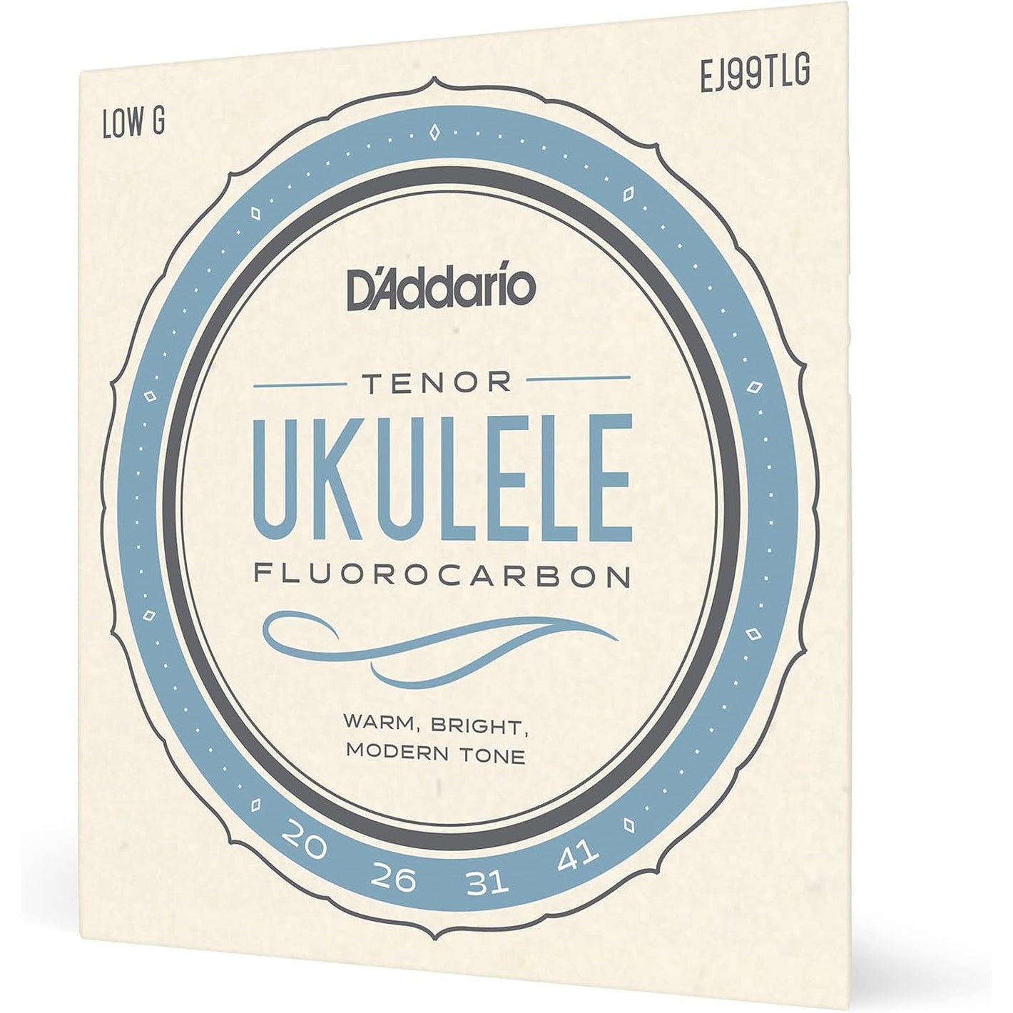 D'Addario Tenor Ukulele Strings, Fluorocarbon, EJ99TLG, Low-G, 4-String Set, Pack of 1