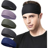Mens Running Headband,5Pack,Mens Sweatband Sports Headband for Running,Cycling,Basketball,Yoga,Fitness Workout Stretchy Unisex Hairband - Black, green, Dark gray, Dark blue,light purple
