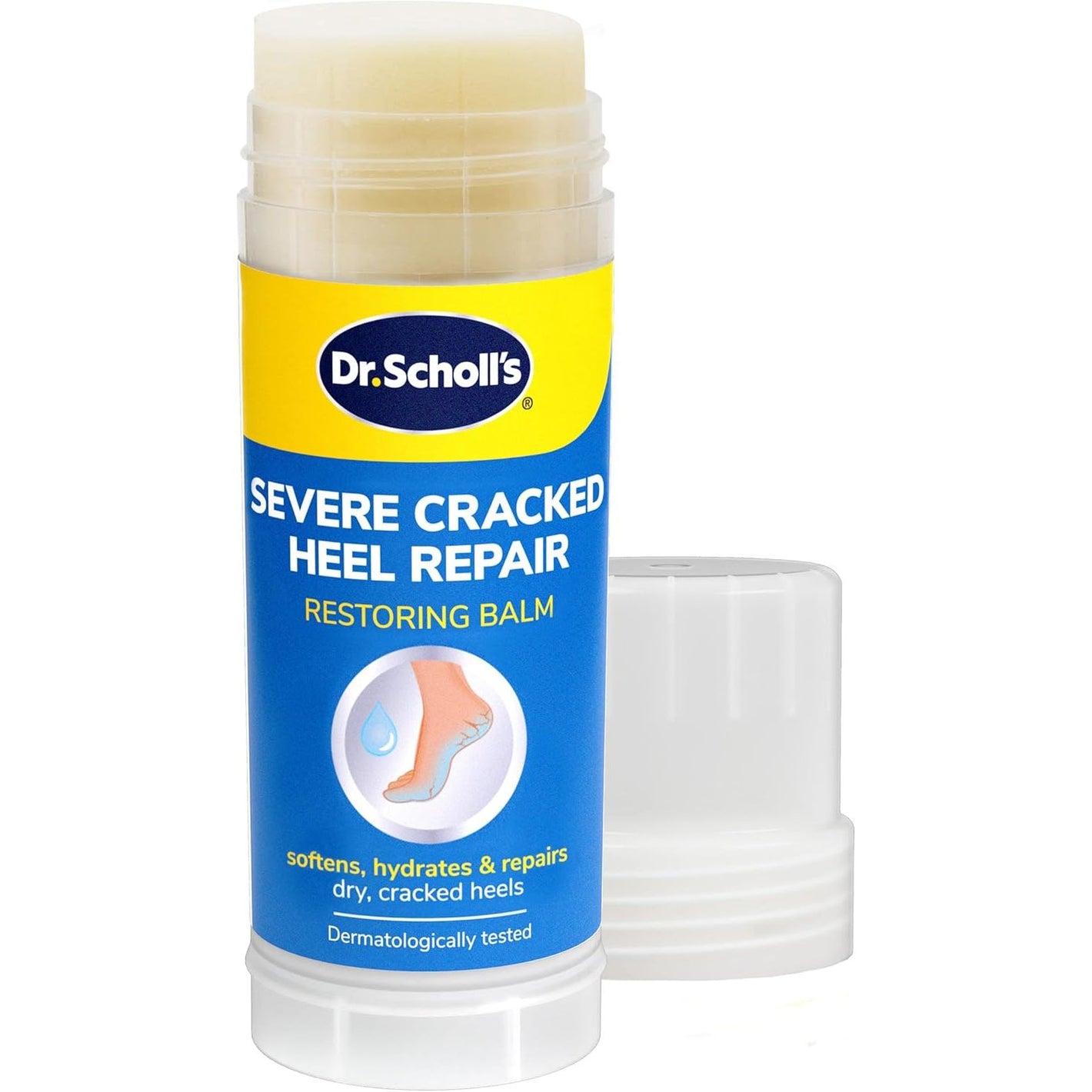 Dr. Scholl's Severe Cracked Heel Repair Restoring Balm 2.5oz, with 25% Urea for Dry, Cracked Feet, Heals and Moisturizes for Healthy Feet