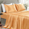 Satin Sheets King Size - 4 Pieces Luxury Silky Soft Bed Sheets, Wrinkle-Free Gold Satin Silk Sheet Set with 1 Deep Pocket Fitted Sheet, 1 Flat Sheet, 2 Pillow Cases - Gold