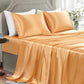 Satin Sheets King Size - 4 Pieces Luxury Silky Soft Bed Sheets, Wrinkle-Free Gold Satin Silk Sheet Set with 1 Deep Pocket Fitted Sheet, 1 Flat Sheet, 2 Pillow Cases