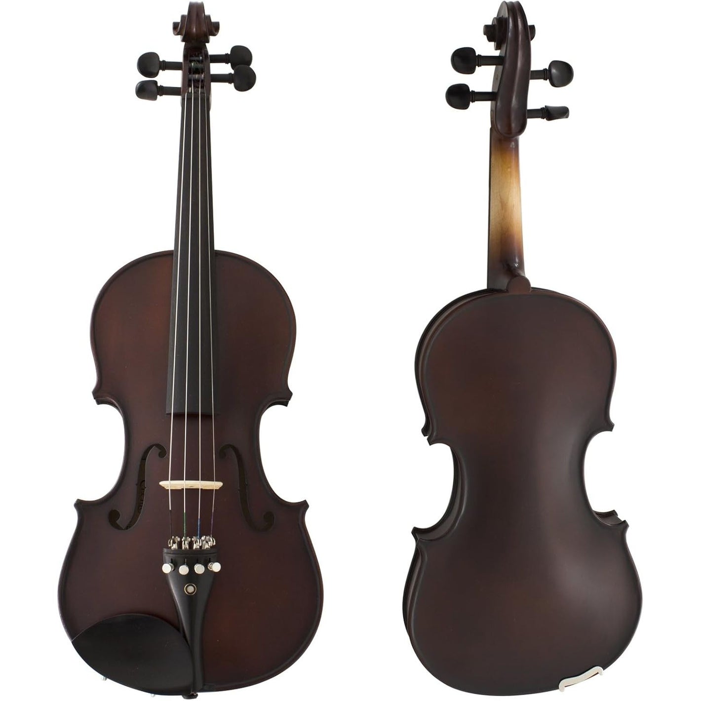 Cecilio 4/4 Full Size Violin - Hand-Carved Solid Spruce & Maple, Ebony Fingerboard, Deluxe Oblong Hard Case & Bow Included, Fiddle Set for Beginners Professionals