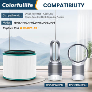 2 Pack Air Purifier Filter Replacements for Dyson HP01, HP02, DP01 Desk Purifiers. Compare to Part # 968125-03 - Compatible with Dyson Pure Hot Cool Link Air Purifier Filter Replacement.