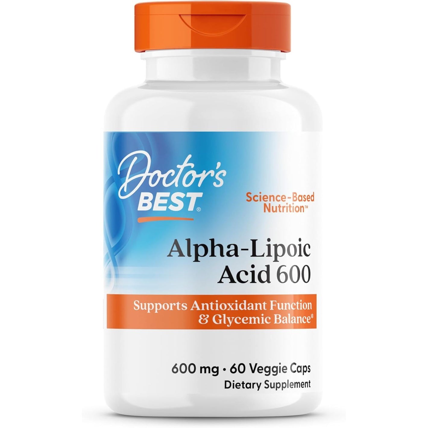 Doctor's Best Alpha-Lipoic Acid 600, Supports Antioxidant Function & Glycemic Balances, Non-GMO, Gluten Free, Vegan, Soy Free, 600 mg, 60 Veggie Caps