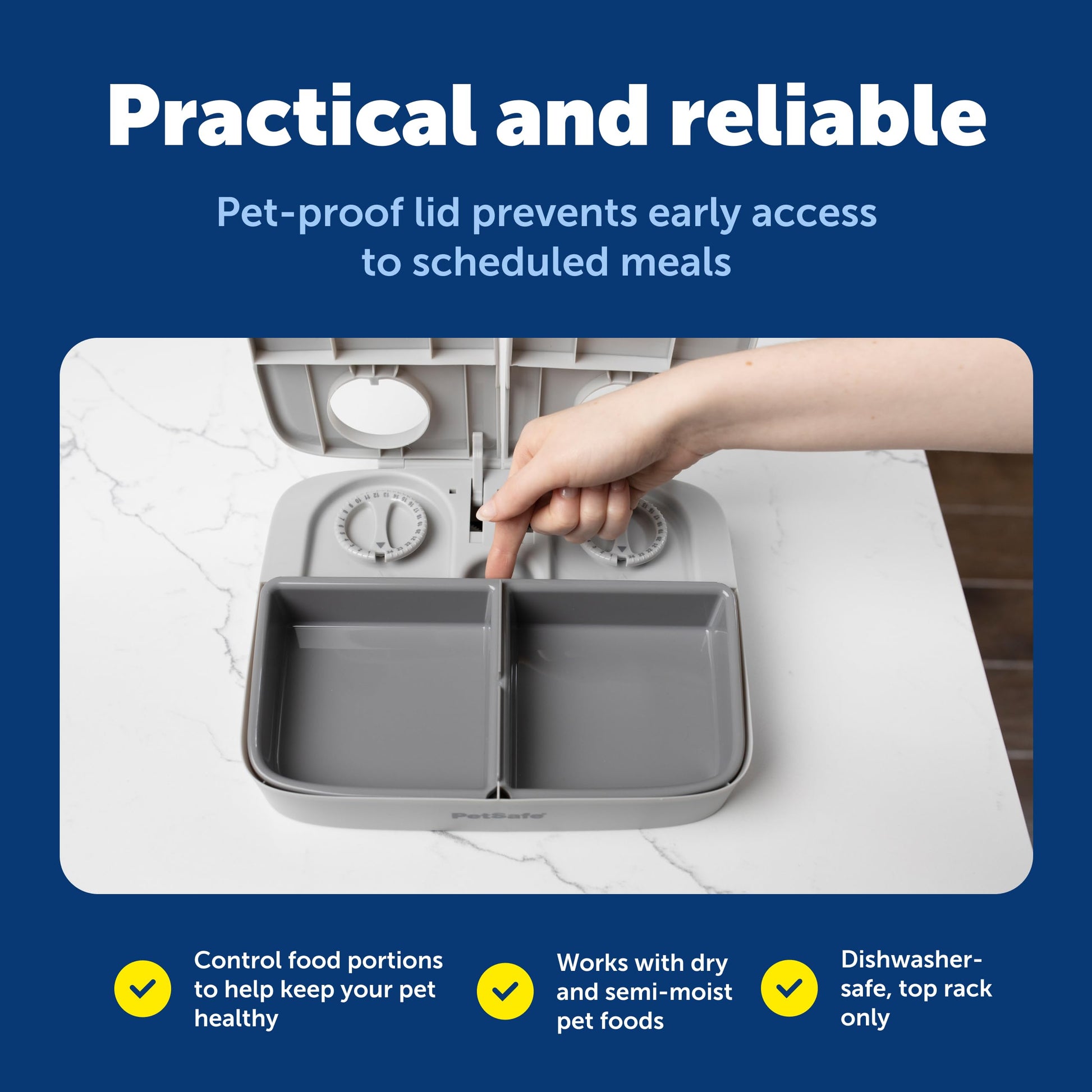 Buy now PetSafe Analog 2 Meal Programmable Pet Feeder, Automatic Dog and Cat Feeder - Dry or Semi-Moist Pet Food Dispenser, Slow Feed Portion Control (3 Cup/16 Ounce Total Capacity), Tamper-Resistant Design at indiglob india