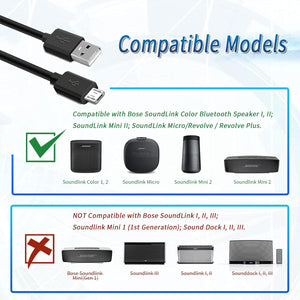 TPLTECH 5FT Micro USB Charging Cable Power Charger Cord for Bose SoundLink Color Bluetooth Speaker I, II, III, SoundLink Mini II 2 (2015) / Revolve Plus, QuietComfort 35 SoundLink Headphones II AE2W