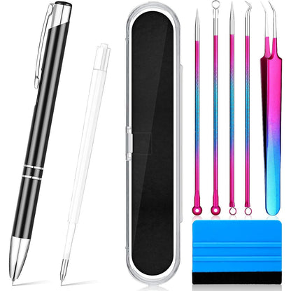 Buy now Zonon 8 Pieces Pin Pen Weeding Tool, Craft Vinyl Tool Kit, Includes Air Release Pen, Vinyl Squeegee, Vinyl Tweezers Weeders for Lettering, Cutting, Splicing at indiglob india