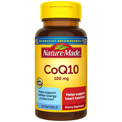 Nature Made CoQ10 100mg, Dietary Supplement for Heart Health Support, 40 Softgels, 40 Day Supply