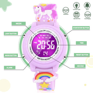 3D Cartoon Waterproof Kids Watches with Alarm - Best Toys Gifts for Girls Age 3-10