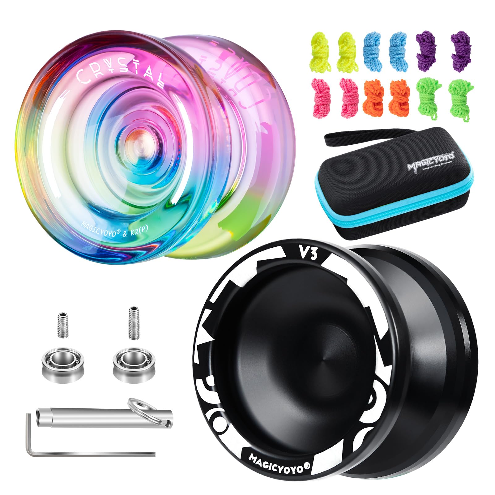 Buy now MAGICYOYO V3 Yoyo for Kids 8-12 or Above, Responsive Yoyo Professional with Dual Function, Professional Trick Yo yo for Adults with 12 Yo-yo Strings, KK Bearing, Bearing Puller, Axle,Case Bag -Black V3 Black + K2 Gradient at indiglob india