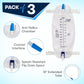 3 Pack ViDava Leg Bag Urinary Drainage Bag, 32 Oz with 3 18” Tubings, Anti-Reflux Valve, Cloth Straps, Easy flip Drain and 1 Delux Leg Strap