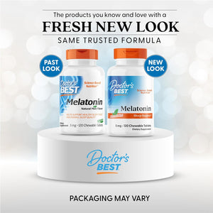 Doctors Best Melatonin, Sleep Support, Non-GMO, Gluten Free Vegan, Natural Mint Flavor 120 Chewable Tablets