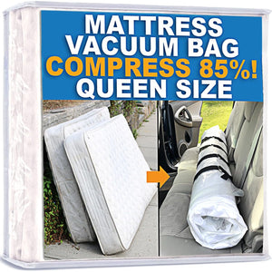 Mattress Vacuum Bag for Moving, Vacuum Seal Mattress Bag for Memory Foam or Inner Spring Mattresses, Compression and Storage for Returns, Leakproof Valve and Double Zip Seal (Queen/Full/Full-XL)