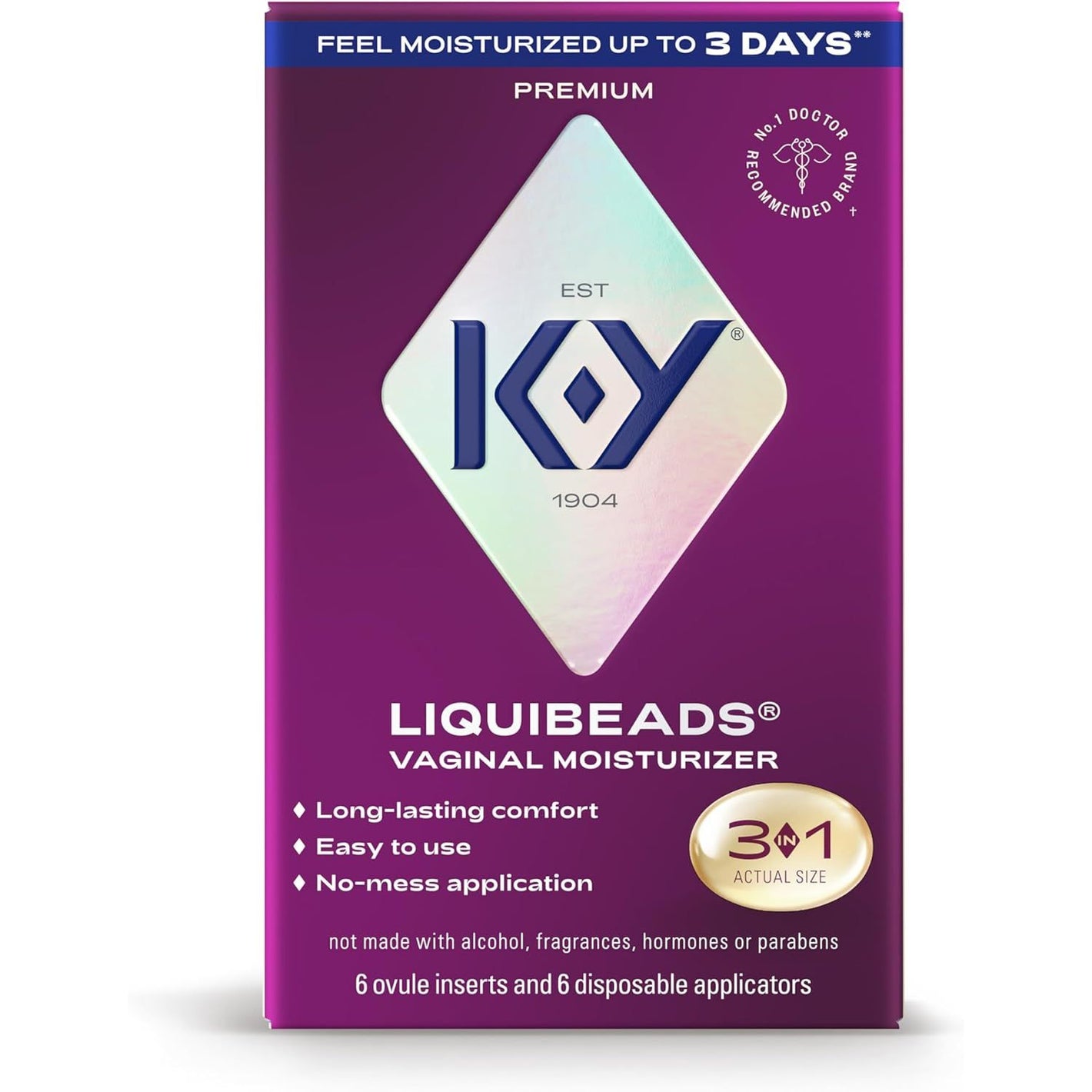 K-Y Personal Lubricant, Liquibeads Vaginal Moisturizer, 6 Bead Inserts and 6 Applicators to Supplement a Woman's Natural Moisture for Comfort and Sex (Packaging May Vary)