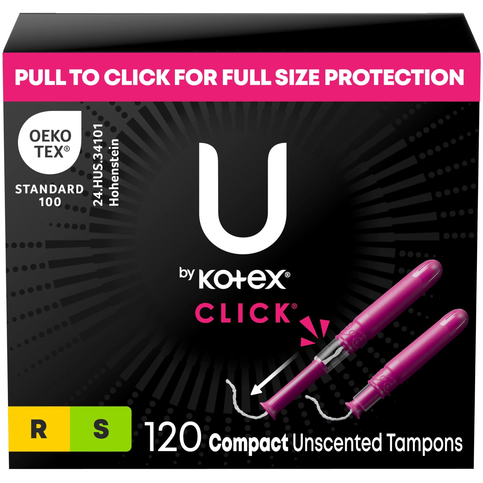 Buy now U by Kotex Tampons, Click Compact, Super Plus Absorbency, Unscented, 45 Count Regular Super 120 at indiglob india