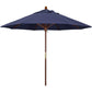 California Umbrella 9' Round Hardwood Frame Market Umbrella, Stainless Steel Hardware, Push Open, Navy Blue Olefin