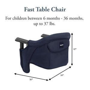 Inglesina Fast Table Chair, Navy - Portable Baby High Chair - for Babies & Toddlers up to 37 lbs - Collapsible Design - Fits Tables 0.8'' to 3.5'' Thick - Compact & Easy to Use - Travel Bag Included