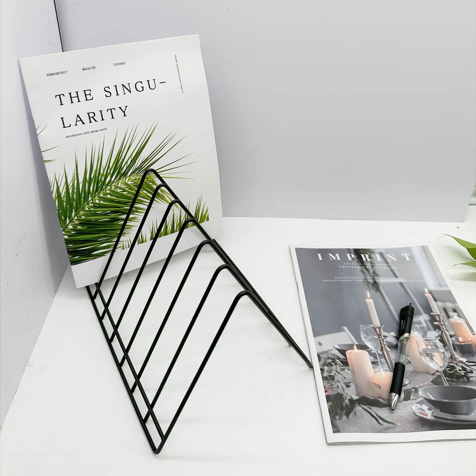 Buy now File Organizer-Metal Newspaper Holder-Magazine File Storage-Desktop Storage Book Rack-File Folder Holders-Office Products(Black at indiglob india