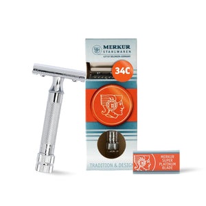 Merkur Mk34c Double Edge Razor with Heavy Duty Short Handle