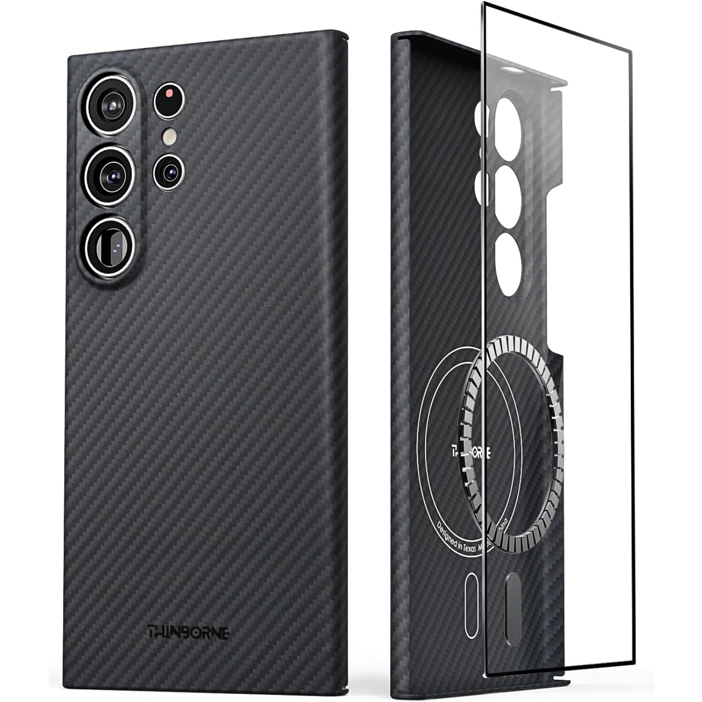 Buy now Thinborne Compatible with Samsung Galaxy S24 Ultra Case, [Made of 600D Aramid Fiber] [Magnetic Charging] [Thin & Lightweight] [ Slim Minimalist Style with Carbon Fiber Textures] at indiglob india