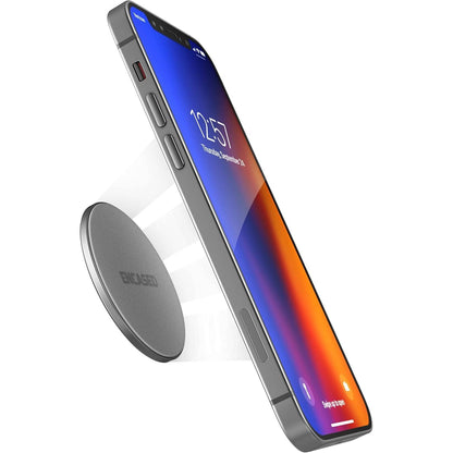 ENCASED Stick-on iPhone Holder, Compatible with MagSafe Mount (Ultra Slim 0.15") Secure Magnetic Mounting Disk for Wall, Car Dash, Home Gym, Kitchen Fridge Accessories (Adhesive Sticker Back)