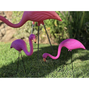 GIFTEXPRESS Pink Flamingos Yard Decorations - 4 Pack Small 14" Tall Plastic Flamingo Statue w/Metal Stakes - Lawn Ornaments & Garden Decor for Outdoor Parties