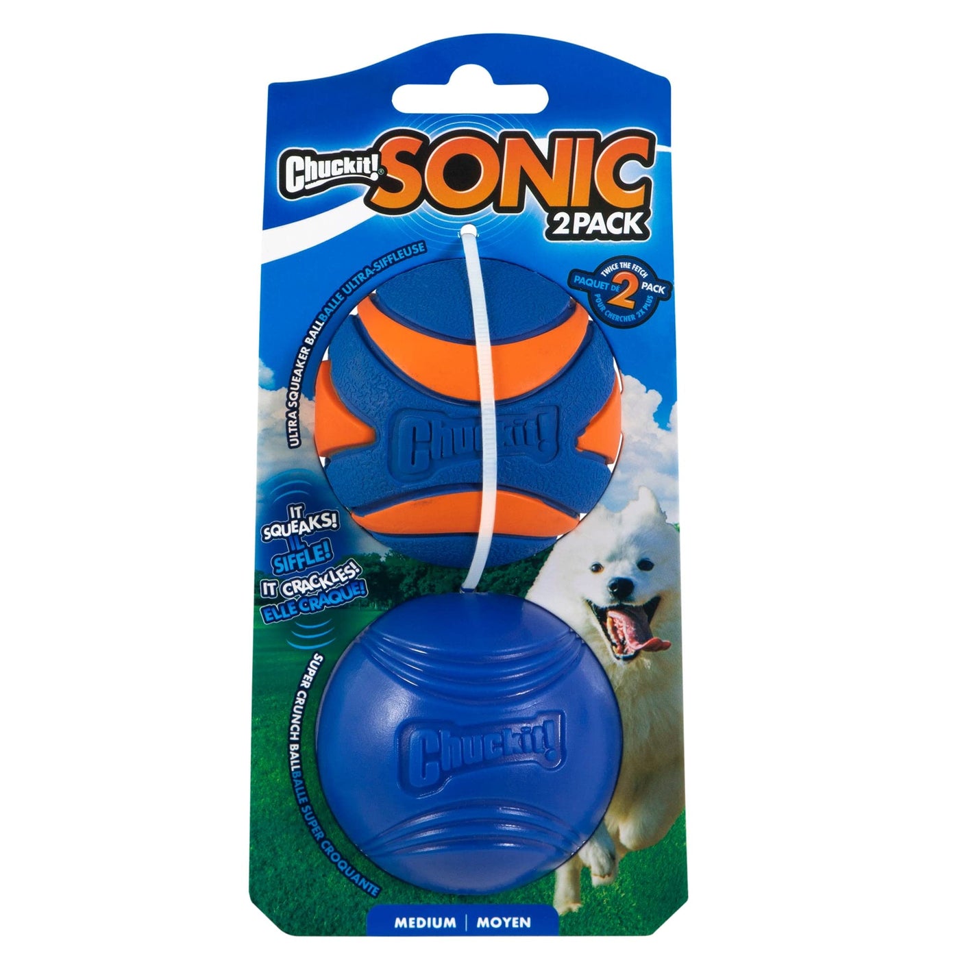 Buy now Chuckit! Sonic Dog Ball Medium (2.5 Inch Diameter) Pack of 2, for Breeds 20-60 lbs at indiglob india