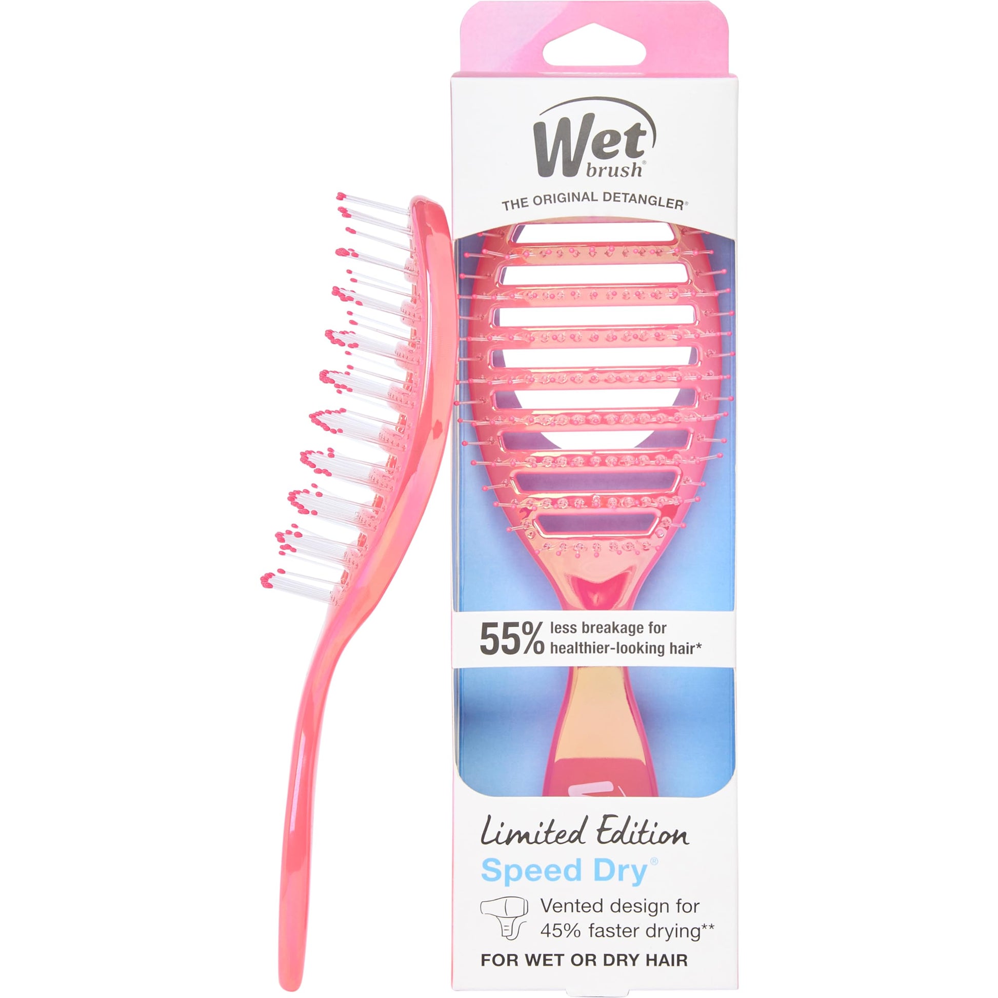 Buy now Wet Brush Speed Dry Hair Brush - Stripes (Color Wash) - Vented Design and Ultra Soft HeatFlex Bristles Are Blow Dry Safe With Ergonomic Handle Manages Tangle and Uncontrollable Hair - Pain-Free Prismatic Glow Pink at indiglob india