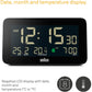 Braun Digital Alarm Clock with Date, Month and Temperature Displayed, Negative LCD Display, Quick Set, Crescendo Beep Alarm in Black, Model BC10B (1-Pack)