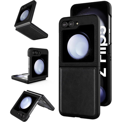 Foluu for Samsung Galaxy Z Flip 5 5G Case, Leather Case, PU Leather + Hard PC Shell Ultra Thin Slim Durable Protective Phone Case Cover for Samsung Galaxy Z Flip5 5G 2023 (Brown)