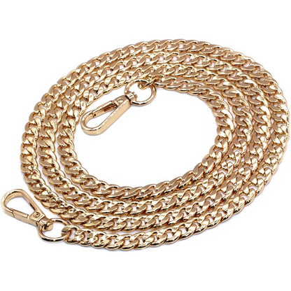 Model Worker DIY Iron Flat Chain Strap Handbag Chains Purse Chain Straps Shoulder Cross Body Replacement Straps with Metal Buckles (55", Gold)