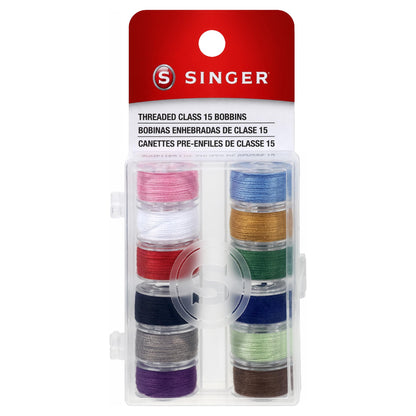 Buy now SINGER 21495 Class 15 Threaded Bobbins, Transparent, Assorted Colors, 12-Count at indiglob india