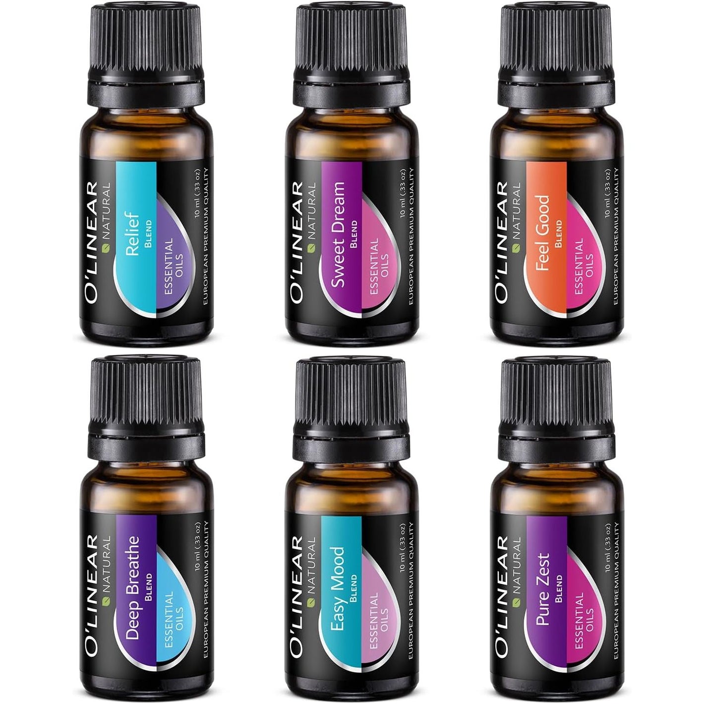O'linear Essential Oils 6 Blends Set - Perfect for Humidifiers and Diffusers, Aromatherapy Diffuser Oils Scents, Essential Oil Kit for Home Use, Essential Oil Pack with Various Scents