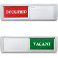 7''x2'' Magnetic Privacy Indicator, Do Not Disturb Sign for Office, Vacant Occupied Slider for Bathroom Door, Welcome Please Knock, with Adhesive Sticker Fits All Doors (Silver, Vacant Occupied Sign)