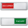7''x2'' Magnetic Privacy Indicator, Do Not Disturb Sign for Office, Vacant Occupied Slider for Bathroom Door, Welcome Please Knock, with Adhesive Sticker Fits All Doors (Silver, Vacant Occupied Sign) - Silver