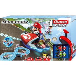 Carrera First Nintendo Mario Kart Slot Car Race Track - Includes 2 Cars: Mario and Yoshi - Battery-Powered Beginner Toy Racing Set for Kids Ages 3 Years and Up