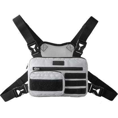 Fitdom Tactical Inspired Sports Utility Chest Pack. Chest Bag For Men With Built-In Phone Holder. This EDC Rig Pouch Vest is Perfect For Workouts, Cycling & Hiking