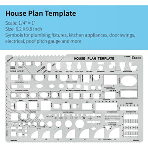 Sooez Architectural Templates, House Plan, Interior Design and Furniture Template, Drafting Tools and Supplies - Set of 3