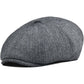 VOBOOM Men Wool Blend 8 Panel Newsboy Cap Herringbone Cabbie Flat Tweed Hat