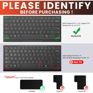 CaseBuy Ultra Thin TPU Keyboard Cover for 2024 Microsoft Surface Pro 11 Tablet (13" Copilot+ PC), Surface Pro 10/9 / 8 13 inch Tablet Protector (Not Fit Surface Pro Flex)