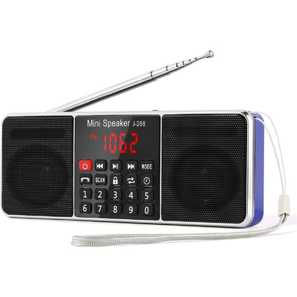 PRUNUS J-288 Portable Radio AM FM Radio with Bluetooth Speaker, Sleep Timer, Power-Saving Display, Ultra-Long Antenna, AUX Input & USB Disk & TF Card MP3 Player, NO Manual Preset