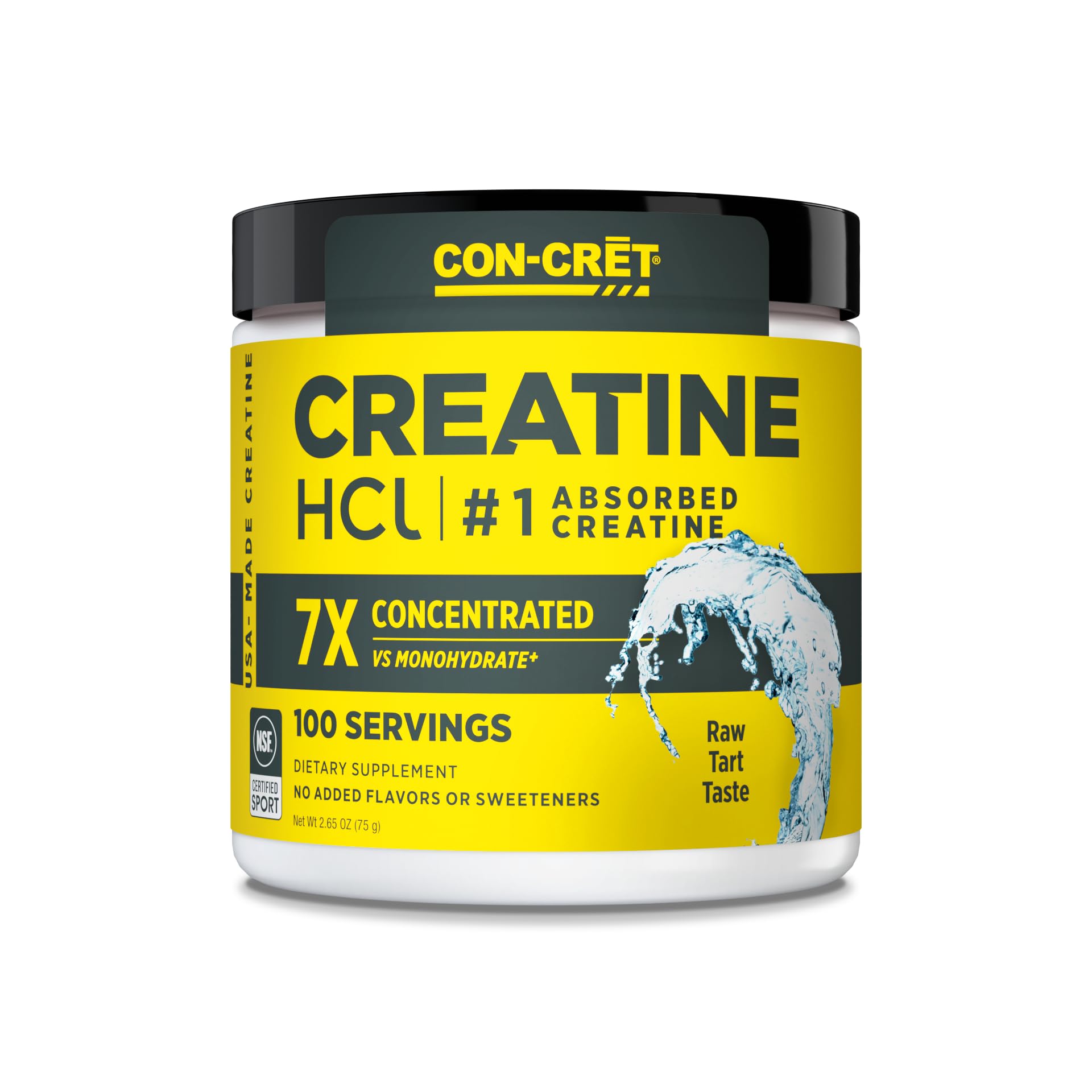 Buy now CON-CRET Creatine HCl Powder | Muscle, Cognitive, Cellular Energy Support | No Bloating or Cramps | USA Made & NSF Certified | Lemon Lime (64 Serving) Raw Unflavored 100 servings (Pack of 1) at indiglob india