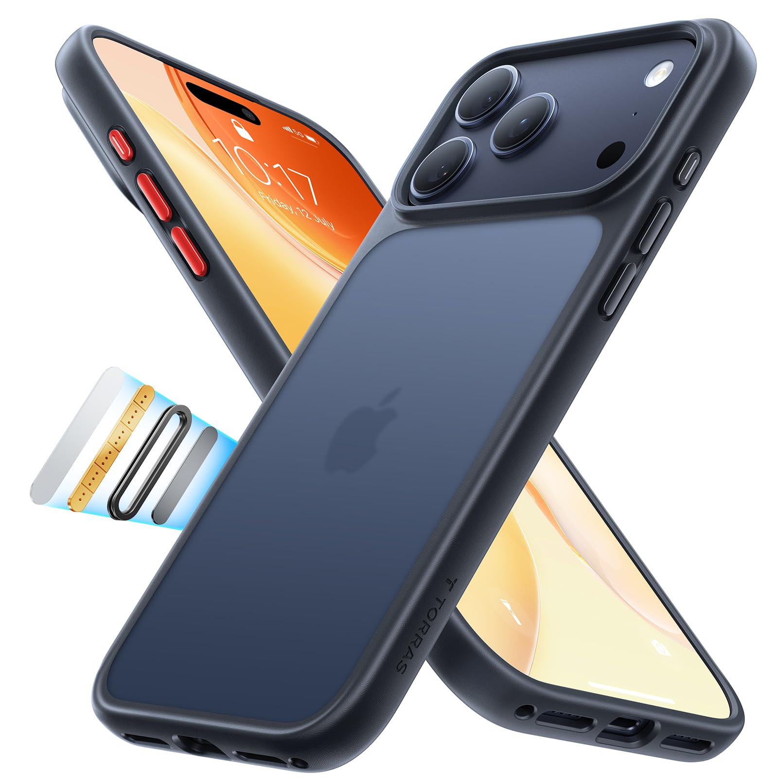 Buy now TORRAS Tough Shockproof for iPhone 13 Pro Case, [Military-Grade Drop Tested] Ultra-Durable Matte Hard PC Back with Soft Silicone Edge Slim Protective for iPhone 13 Pro Phone Case,Translucent Black at indiglob india