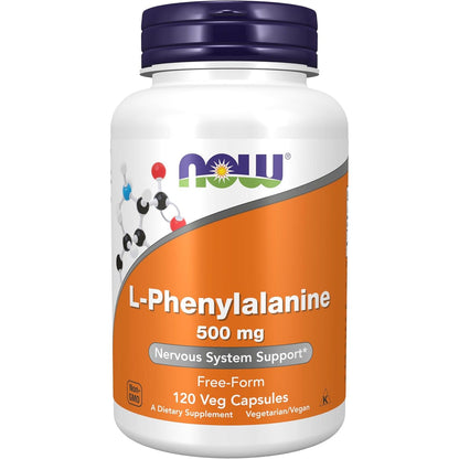 NOW Foods Supplements, L-Phenylalanine 500 mg, Nervous System Support*, Amino Acid, 120 Veg Capsules