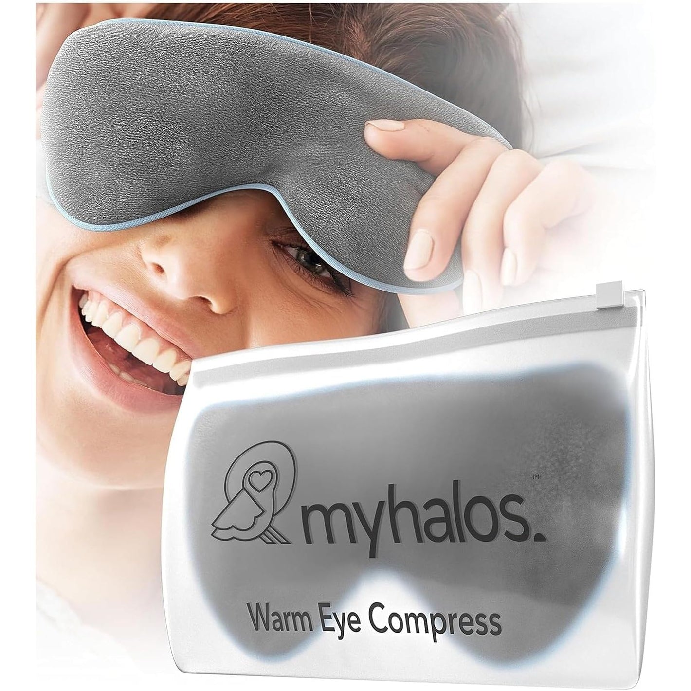 MyHalos® Eye Mask for Dry Eyes - Steam Warm Compress for Eyes - Remove Styes, Chalazion Therapy Warming and Heating Pad Hot Compress - Moist Heat Mask for Blepharitis & MGD